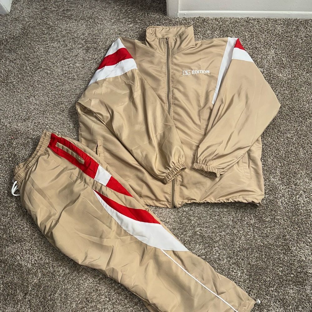 Beige and Red Tracksuit 2 pcs set